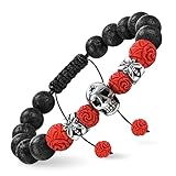 kometer Lava Rock Bracelets for Men, Black Lava Rock 10mm Handmade Bead Bracelet Men Healing Protect