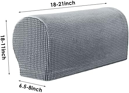 Armrest Covers Set of 2 Spandex Stretch Armchair Protectors Waterproof Anti-slip Furniture Slipcovers for Armchairs Sofa Couches Recliner (Light Grey)