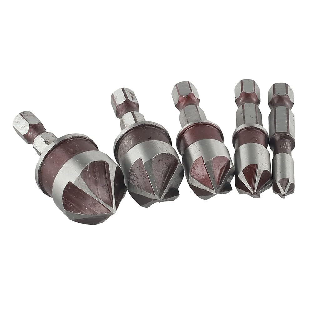 Juego de 5 brocas avellanadas de acero de alta velocidad adecuadas para varios materiales