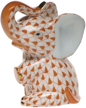 Herend Baby Elephant 3 In H, Fishnet Rust