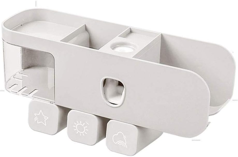Toothbrush Holder Multifunctional Wall-Mounted Space-Saving and Toothpaste Squeezer Kit,5 Slots,3 Cups(D)