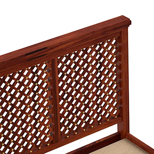 Image of Solid Sheesham Wood Traun Queen Size Bed Without Storage Wooden Double Bed Palang Cot for Bedroom, Living Room, Hotel and Home (Honey Finish)