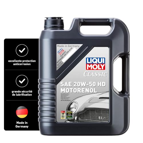 LIQUI MOLY Classic Motoroil SAE 20W-50 HD, 5 L, Huile de moteur minéral, SKU: 1129, neutre