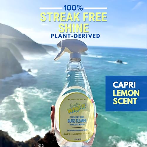Whip-It Capri Lemon Streak Free Glass Surface Cleaner Spray - Multi-Surface Window Cleaner Spray for Tough Stains - 32oz - Thumbnail 2