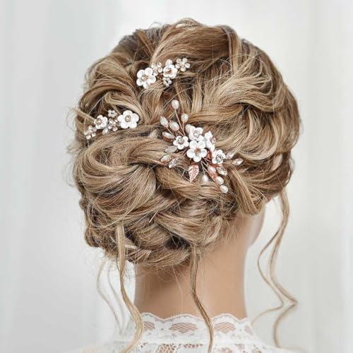 1pc Rose Flower Hairpin For Women Brooch Hair Clip Wedding Headdress Headwear La - Foto 3