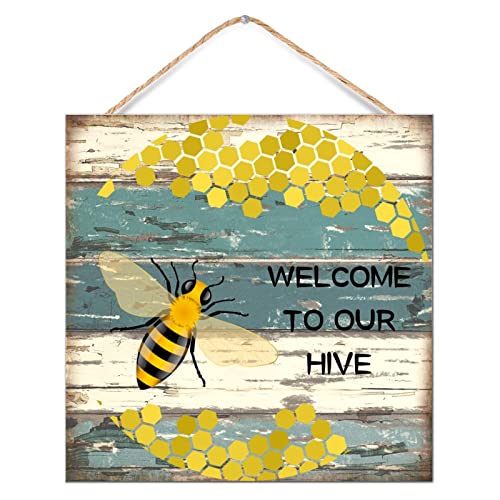 Décoration murale de cuisine abeille : plaque en bois suspendre 30cm pour un garde-manger vintage