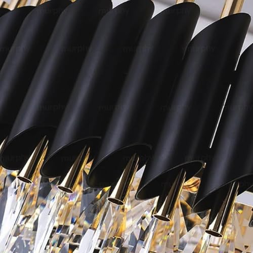 Image of Murphy Black Mamba Black & Gold Crystal Pendant Light (Pack of 1) | 12 Inch Round Luxury Ceiling Chandelier with Metal Frame & Crystal Tubes for Living Room, Dining Room, Bedroom & Hall (400MM)