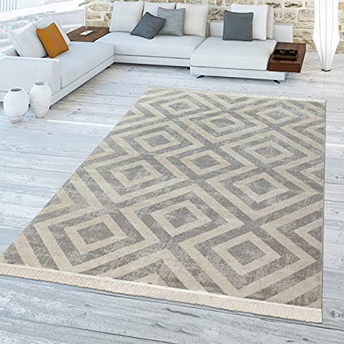 TT Home In-& Outdoorteppich Wetterfest Balkon Teppich Küche Rauten Design Soft Skandi Design Geometrisches Design, Größe:200x280 cm