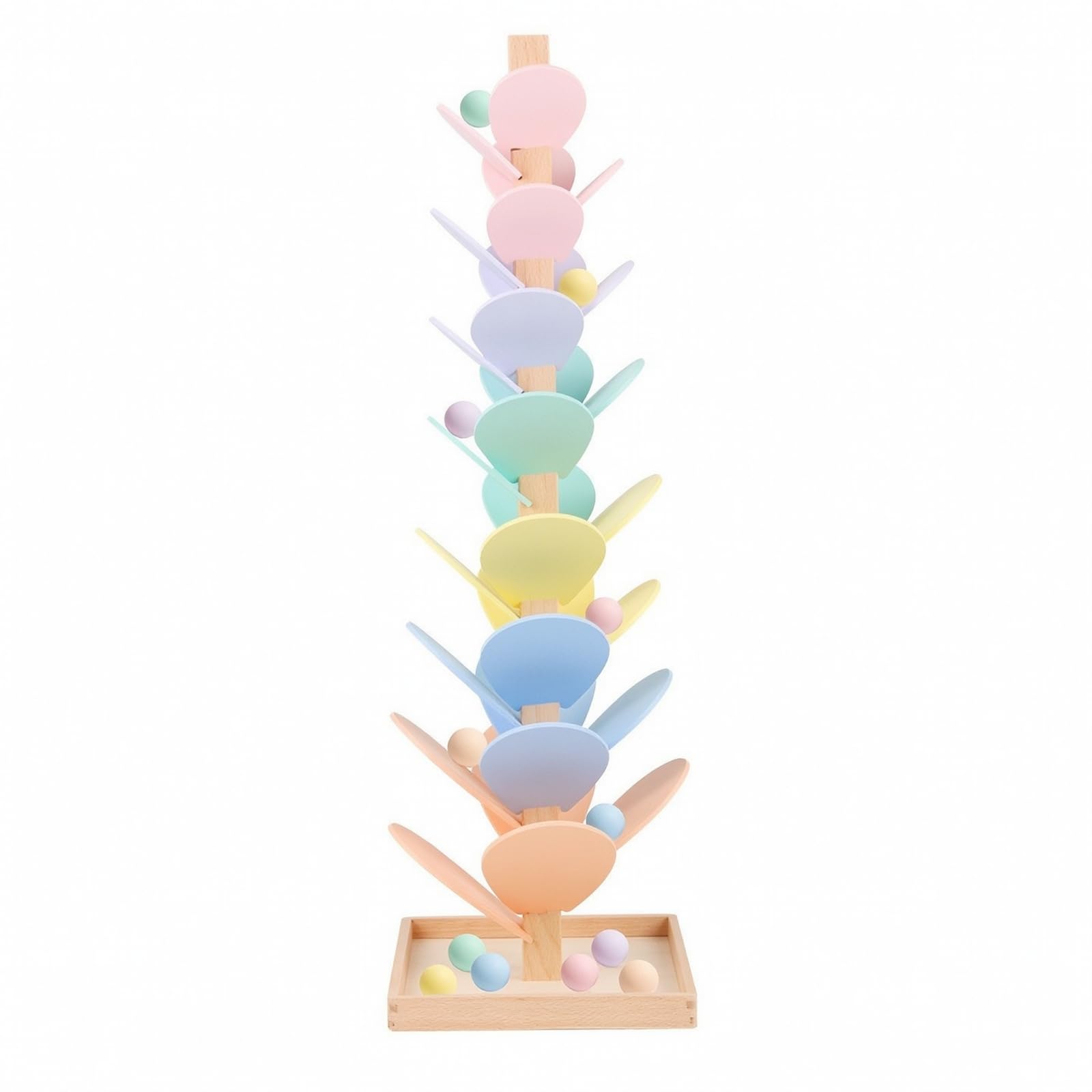 Percorso Cascata per Palline in Legno Sicuro, Giocattolo a Rampe a Petalo con Palline Rotolanti, Atossico, per Area Giochi, Aula Scolastica, Bambini Piccoli, Stile C