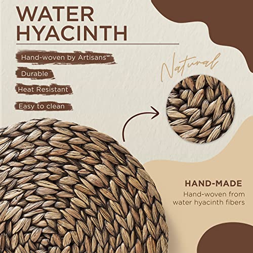 Image of (Size: 12''-13''-13.5''-14''-15'') BLUEWEST Woven Placemats (Set of 10) Round Placemats Rattan Placemats,13.5'' Wicker Braided Water Hyacinth Placemat, Heat Resistant /Durable for Plate (13.5'',Set 10)