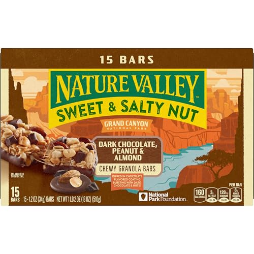 Image of Nature Valley Sweet and Salty Nut Granola Bars, Dark Chocolate Peanut Almond, 15 Bars, 18 oz