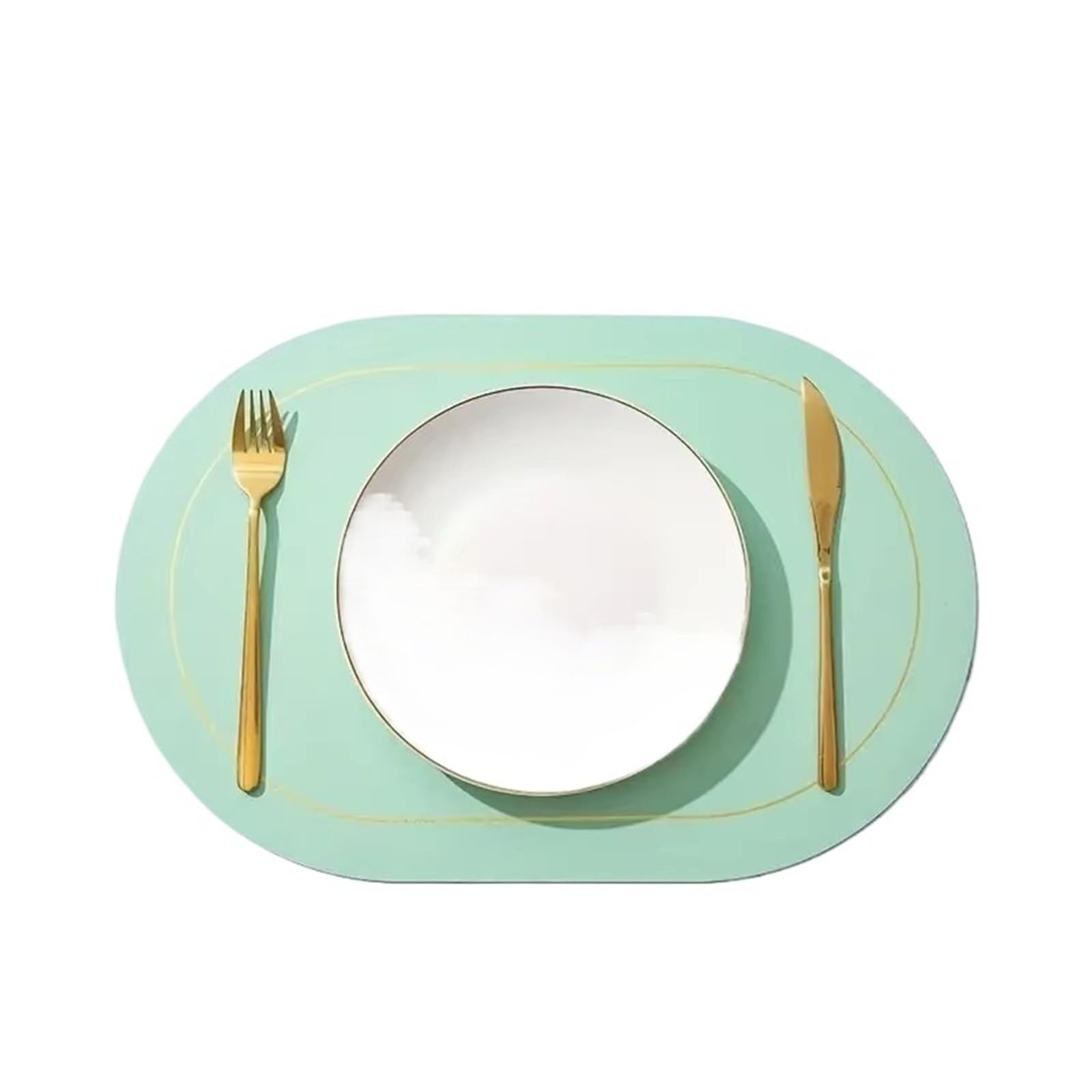 Faux Leather Placemats Lot de 1/4/6 Sets Table, imperméables et lavables en Cuir PU, Cuisine antidérapants résistants à la Chaleur(Light Green,6PCS 45x30CM)