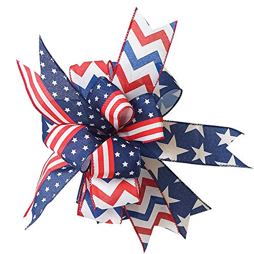 Patriotic Bow for Wreath 4th of July Lantern Bow Fourth of July Home Decor Memorial Day Wreath Bow Independence Day BowHandmade Mailbox Bow for Wreath Wall Party Decor