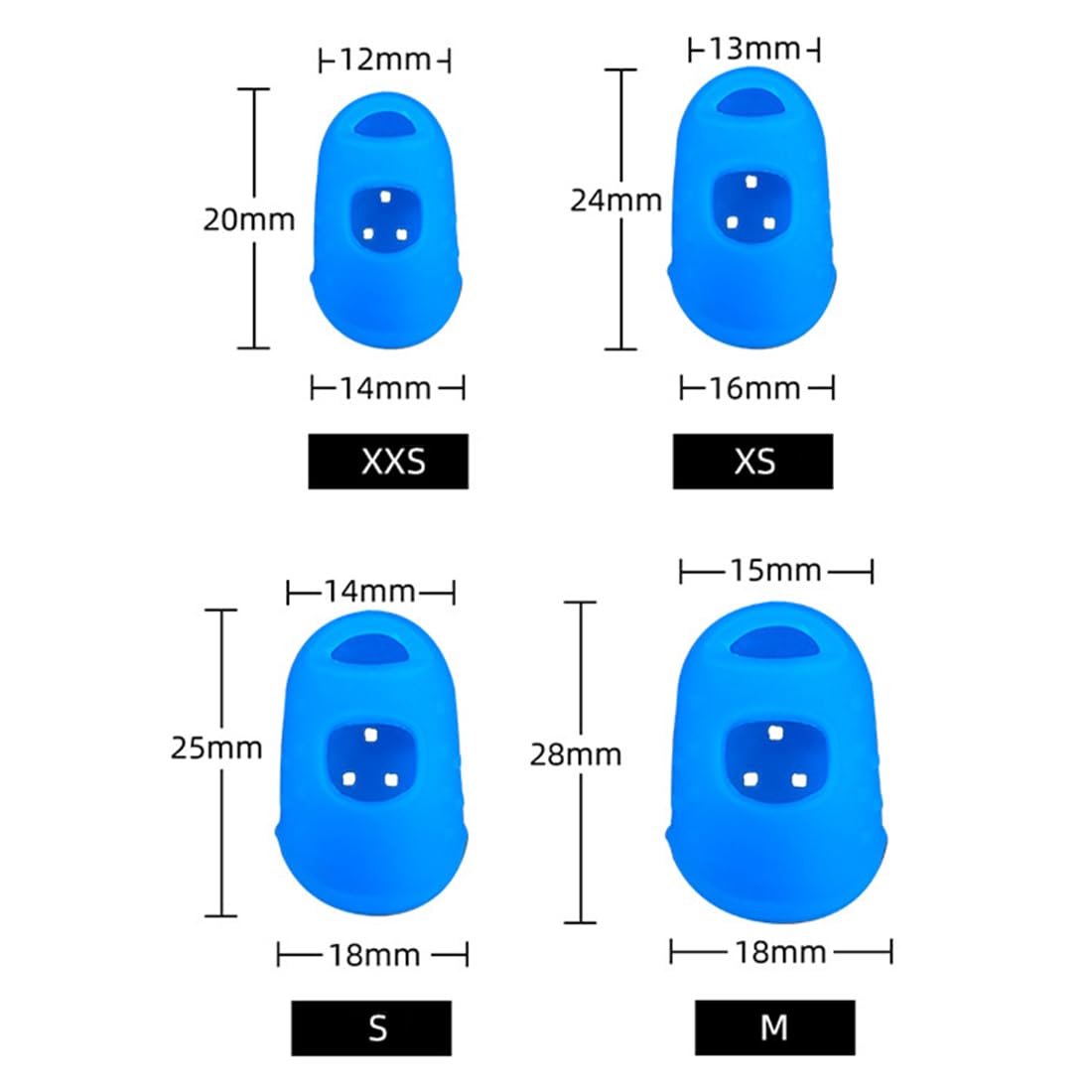 Protezioni per Dita in Silicone Antiscivolo Riutilizzabili 16 Pezzi 4 Misure