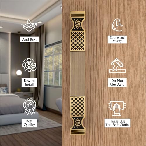 Image of COMPASS 12 inch Brass Main Door Handle | Door Handles for Main Door | Pull Handles for All The Doors of House | Office | Hotels | PH-VN (Pack of 1, Antique Finish)