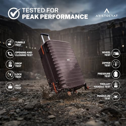 Image of Aristocrat Altitude 8 Wheel Large Size (Check-in) Hard Case Trolley Bag | Combination Lock |Tough and Durable Polypropylene Luggage | 3 Year International Warranty| 78 CM Suitcase for Travel| Brown