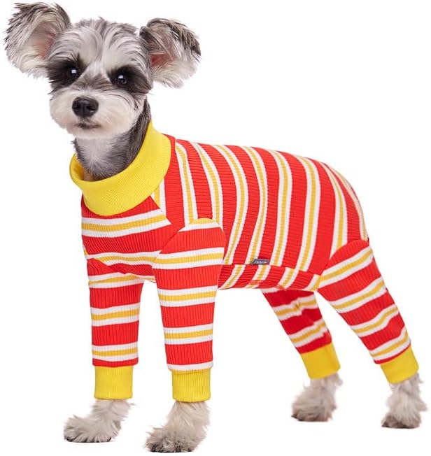 Traje de recuperación a rayas para perro mono para cachorros después de la cirugía para perros machos perros gatos pijama de manga larga ropa de