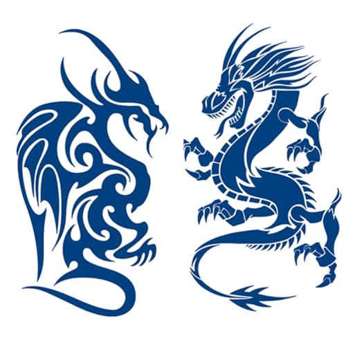 Oottati 2枚 半永久防水 一時的なタトゥー 1-2週間持続 リアルな外観 接着剤なし 反射なし 大人用 ボディアートステッカー ドラゴントーテムのサムネイル