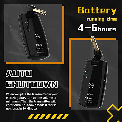 Pro Wireless Guitar Transmitter Receiver, Getaria Wireless Guitar System 4 Channels for Electric Guitar Bass