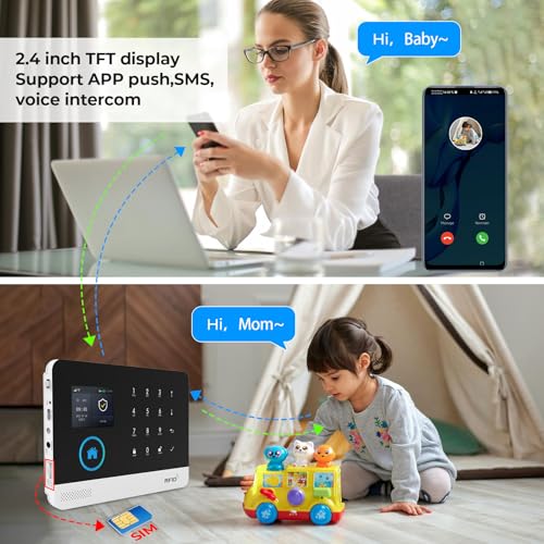 PGST Sistema de Alarma 2G gsm WiFi, Compatible con Control Remoto, Kit de Seguridad para el Hogar con Smart Life App 8Piezas, Sistema antirrobo Inalámbrico 120DB, Compatible con Alexa, Google Home - imagen 2