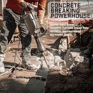 XtremepowerUS 2200W Electric Demolition Jack Hammer With Point & Flat Chisel Bits 1-1/8" Hex Construction Concrete Breaker Punch Drill