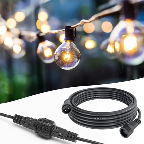 BOLWEO Verlängerungskabel für G40 Led Glühbirnen, 5M/16.4Ft IP65 Wasserdichte 2 Polig LED Lichterketten Verlängerung für G40 Globe Lichter,Langes Kabel für Gartenleuchte