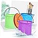LIFKOME 4Pcs Foldable Brush Washing Bucket Portable Multi Purpose Plastic Painting Tool Bucket for Indoor and Outdoor Use Green Blue Purple for Artists