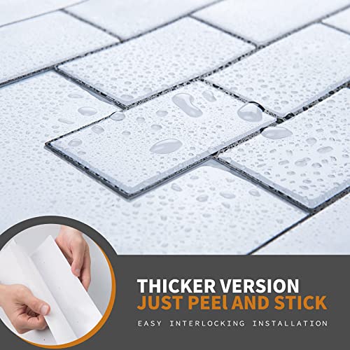 Wowstar Thicker Peel And Stick Tiles Backsplash, 12"X12" Subway Tiles, White With Black Grout ( 10-Sheet) #TOP1