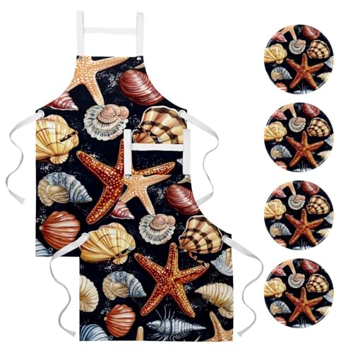 Tablier de cuisine lot de 2 avec broches ajustables anti-taches pour service et restaurant