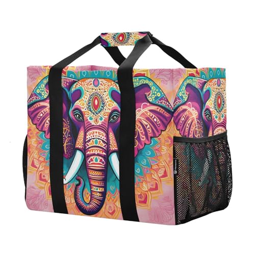 Mandala Elephant Large Beach Bag Waterproof Beach Tote Bags for Women Travel Gym Pool2