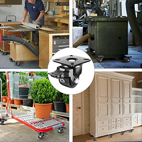 Nefish LJ-LPC-2IN 2 Inch Caster Wheels With Brake, Extra Width Plate Swivel Caster Set Of 4 Heavy Duty Load Capacity 2200 Lbs thumb #6