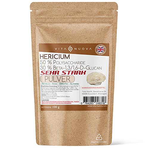 Hericium erinaceus ‎(Lions mane) Sehr stark 50 % Polysaccharide/30 % Beta-1,3/1,6-D-Glucan (100 g Pulver) (100 g (1er Pack)) Cover