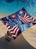 6.5"×10" Sun Shade Sail for Backyard Statue of Liberty Sun Shades Cloth Outdoor Patio Canopy Deck with Stainless Steel D-Rings Breathable Cool Flag Stripes Cityscape Fireworks Blue