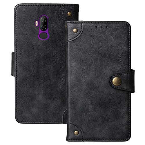Dingshengk Retro Flip Schwarz Echt Leder Tasche Hülle TPU Silikon Für Ulefone Power 3L 6