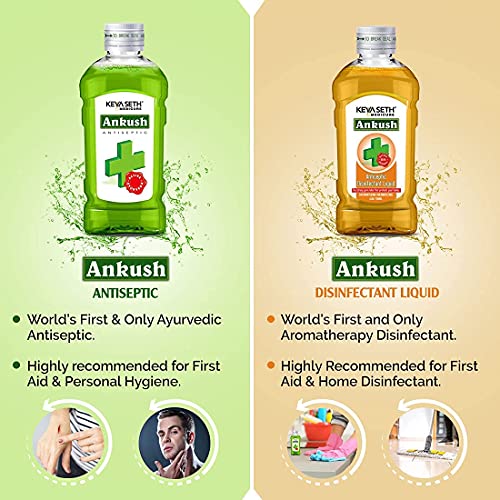 Image of KEYA SETH AROMATHERAPY, DEVICE OF DROP,Ankush Ayurvedic Antiseptic Liquid,No Burning Sensation For First Aid&Personal Hygiene,Enriched With Neem,Tulsi,Lavender&Rose Essential Oil 100Ml(Pack Of 3)