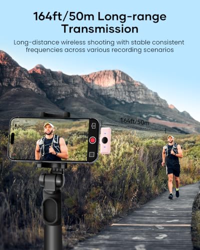 Image of Wireless Lavalier Microphone for iPhone iPad Android with Charging Case 80h Battery Life, Noise Cancellation, 164ft Range Plug-Play Clip On Lapel Mic for YouTube, Video Recording, Vlog (Pink)