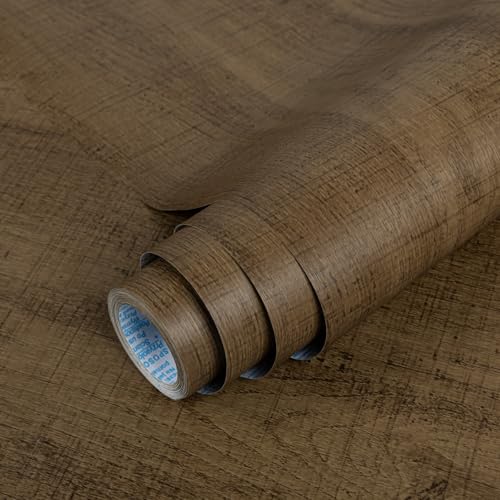 TANONE Walnut Wood Grain Contact Paper, Peel and Stick Wallpaper Easy to Install Self-Adhesive Decorative Vinyl Wallpaper, Waterproof & Durable for Furniture Covering 15.7" x 393" Coffee