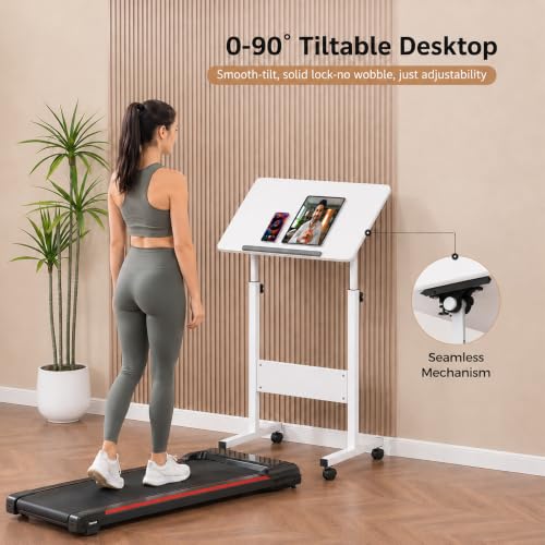 Image of Ant Esports Bravo LT500 Height Adjustable Standing Desk with Wheels, Mobile Walking Pad & Treadmill Desk, Tiltable Laptop Workstation, Sit Stand Computer Table for Home Office, Study & WFH, 60 x 40 cm