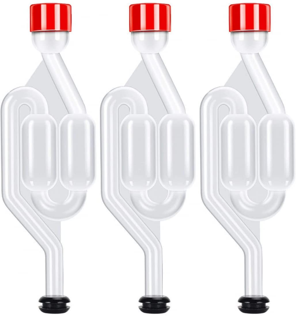 Buy Goodern 3 Pack Airlock for Fermentation , S Type Airlock Twin Bubble with Grommets for
