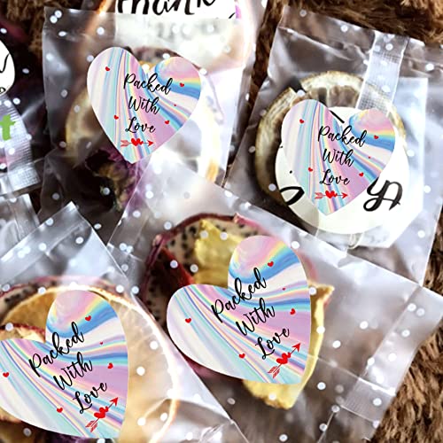 Happy Father 'S Day Stickers Packed With Love Stickers 1.5 Inch Holographic Heart Stickers Healthcare Thank You Labels For Envelope Seals Package 500 Pcs Per Roll Sealed Labels For Envelope #TOP7