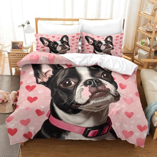 Housse de couette Boston Terrier fermeture éclair pour lit simple - 3