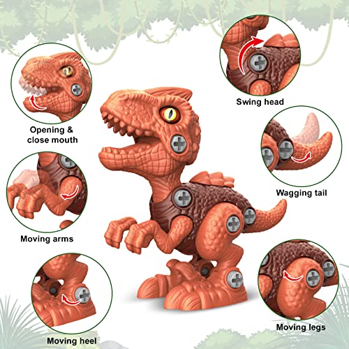 image for Kidcia Dinosaur Toys for Kids 3-5-7, 7 Pcs Take Apart Dinosaurs Toys f