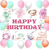 LaVenty Globos de fondo de fiesta de spa para fiesta de pijama, decoración...