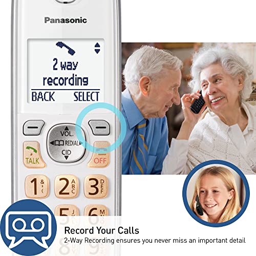 Image of Panasonic Cordless Phone with Answering Machine, Link2Cell Bluetooth Home Phones, Voice Assistant and Advanced Call Blocking, Expandable System with 3 Handsets - KX-TGD863W (White)