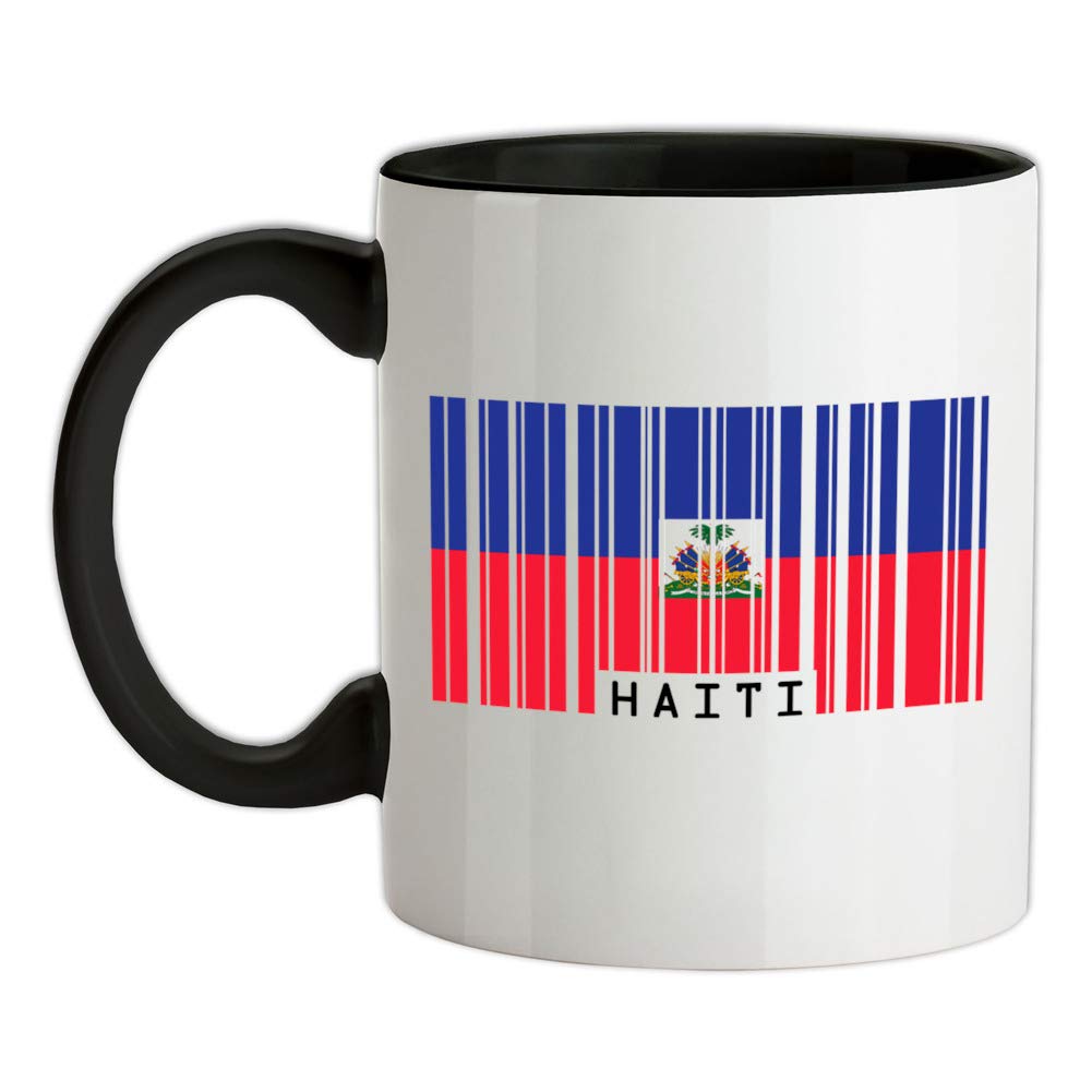 Haiti Barcode Style Flag - 11oz - Ceramic Two-Tone Mug for Coffee/Tea