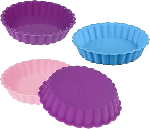 NUOMI Molde de silicona para quiche de silicona, molde redondo para tartas, pizza, postre, gelatina, 4.3 x 0.9 pulgadas, color aleatorio