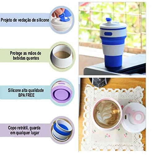 Copo de Silicone Retrátil Reutilizável c/Tampa Laranja CBRN20263 - Commerce Brasil