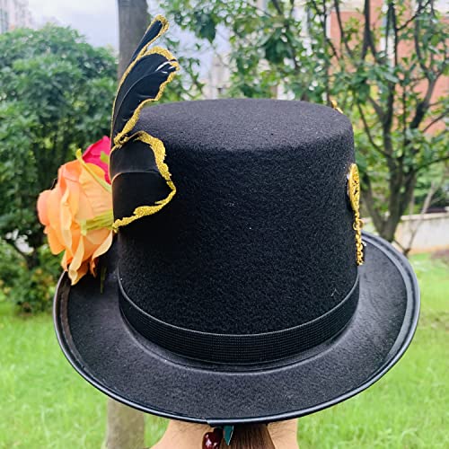 Unisex Steampunk Feather Top Hats With Goggles For Men Women (58Cm) #TOP6
