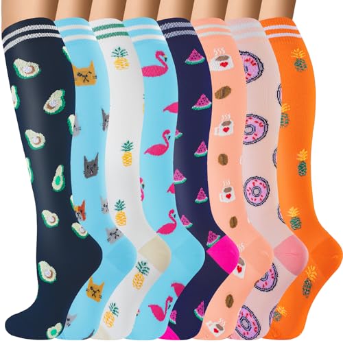 bropite Compression Socks for Women & Men 8 Pairs Circulation-Compression Socks 20-30 mmhg-Best for Running,Nurse,Travel,Yoga