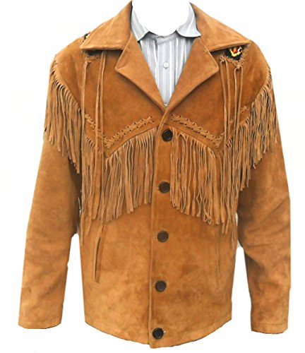 Classyak Western Genuine Leather Coat, Fringed & Bead Work, Xs-5xl